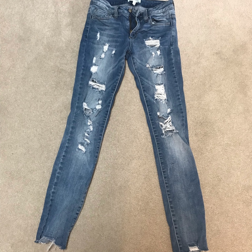 Jeans ripped stretch skinny size 1 sexy distressed